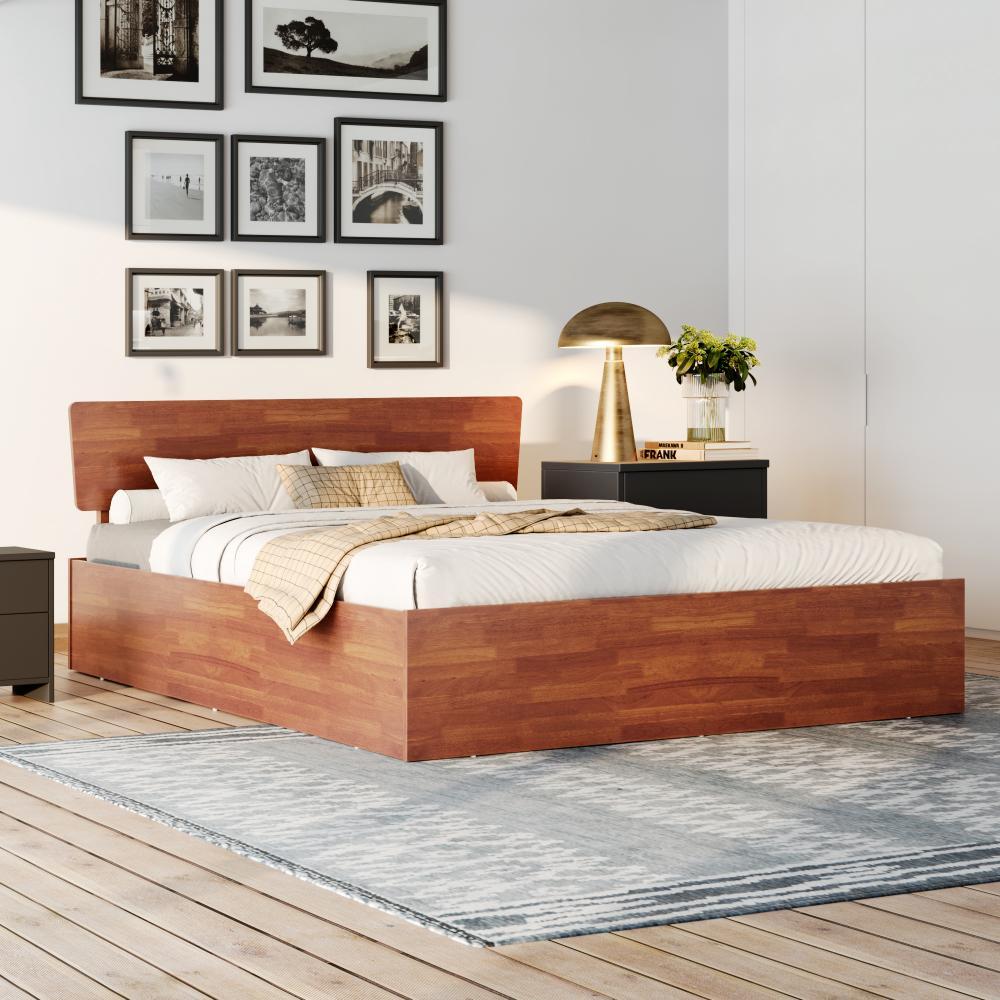 Wakefit Swirl Solid Wood Beds | King Size bed With Storage with Golden Brown Color| 78 inchx72 inch