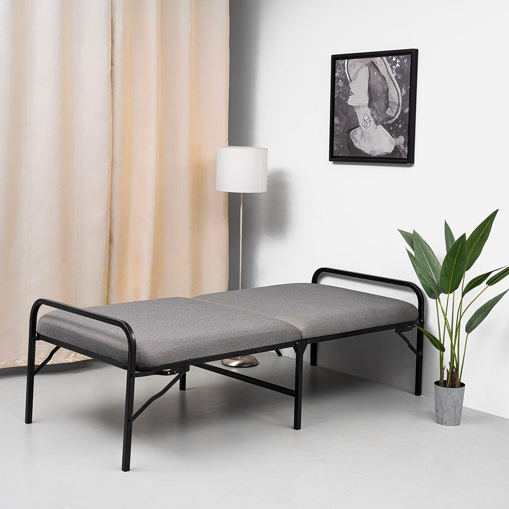 Wakefit Space-saving Gray Metal Folding Bed Perfect for Bedroom and Guest Room Use