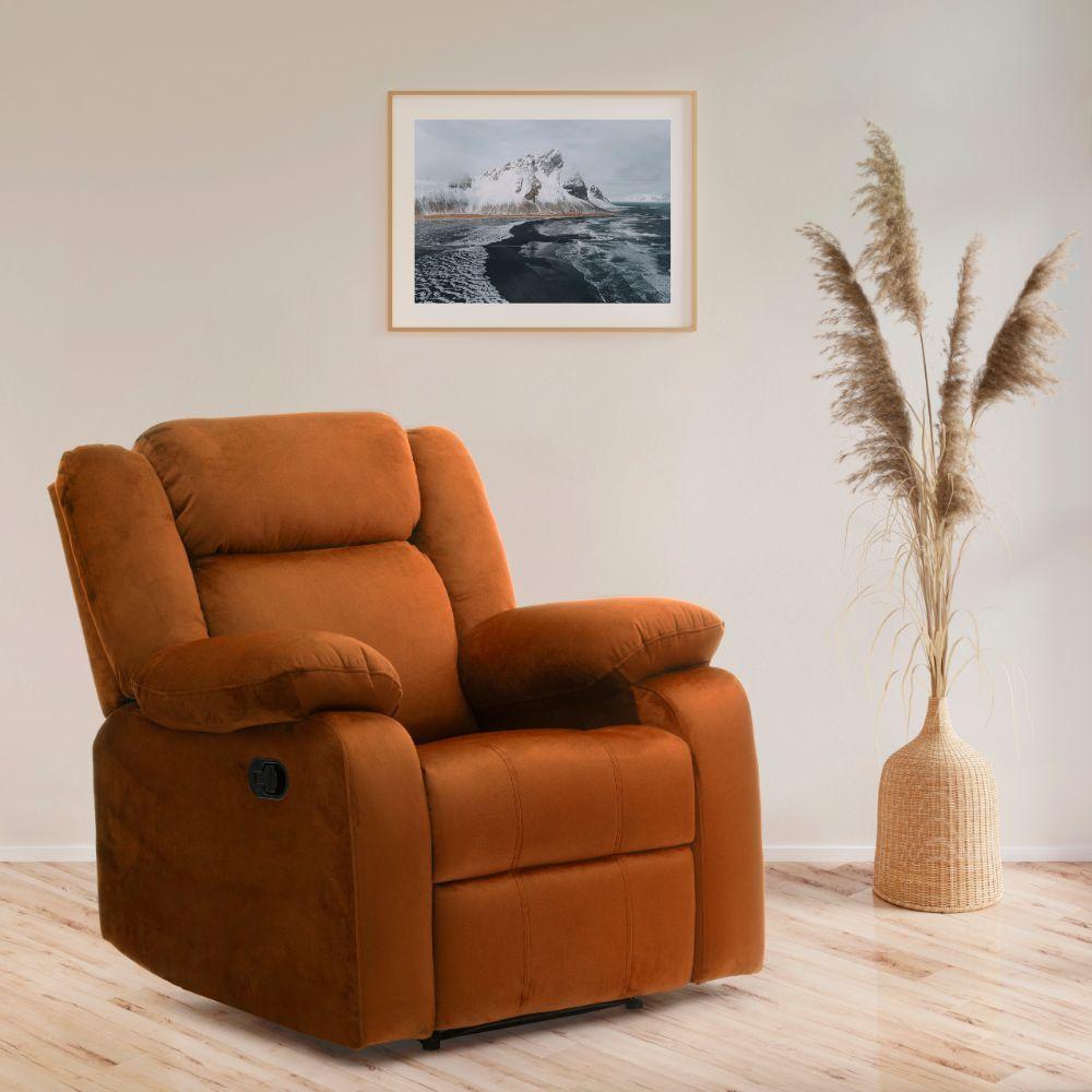 Wakefit Recliner | Amber Design, Velvet Recliner | Single Seater