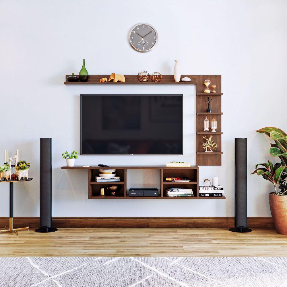 Wakefit TV Unit | Columbian Walnut Color, Engineered Wood TV Unit