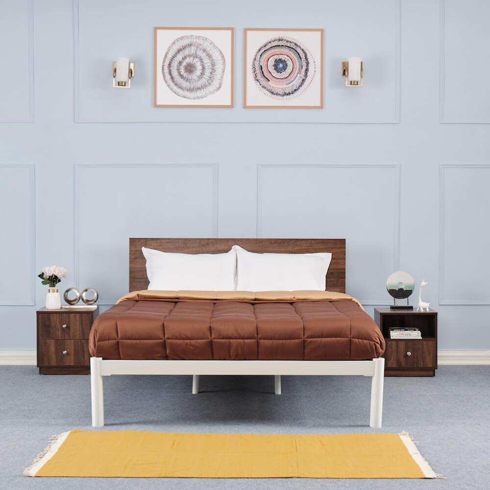 Wakefit Metal Bed | Pristine White Design, Metal Metal Bed Single