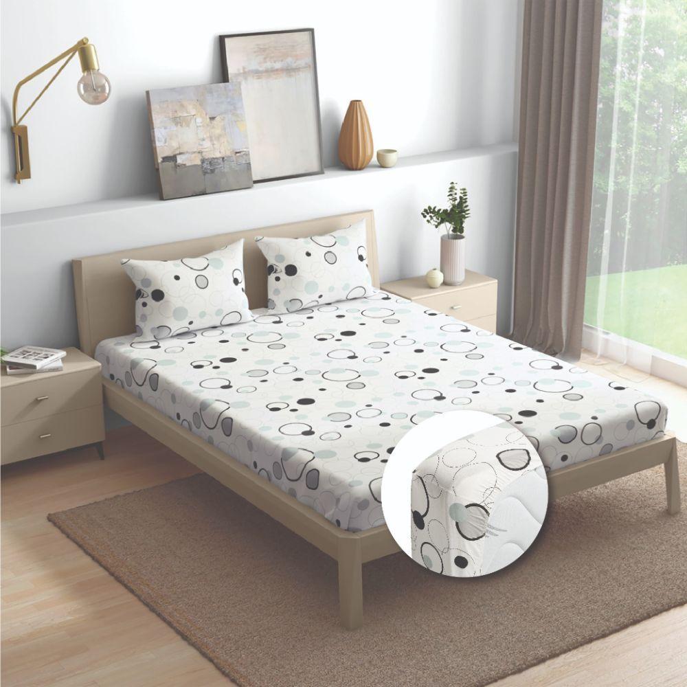 Wakefit 100% Cotton Bedsheet | King Size Fitted Bedsheet-72 inchx70 inch with 2 Pillow Covers