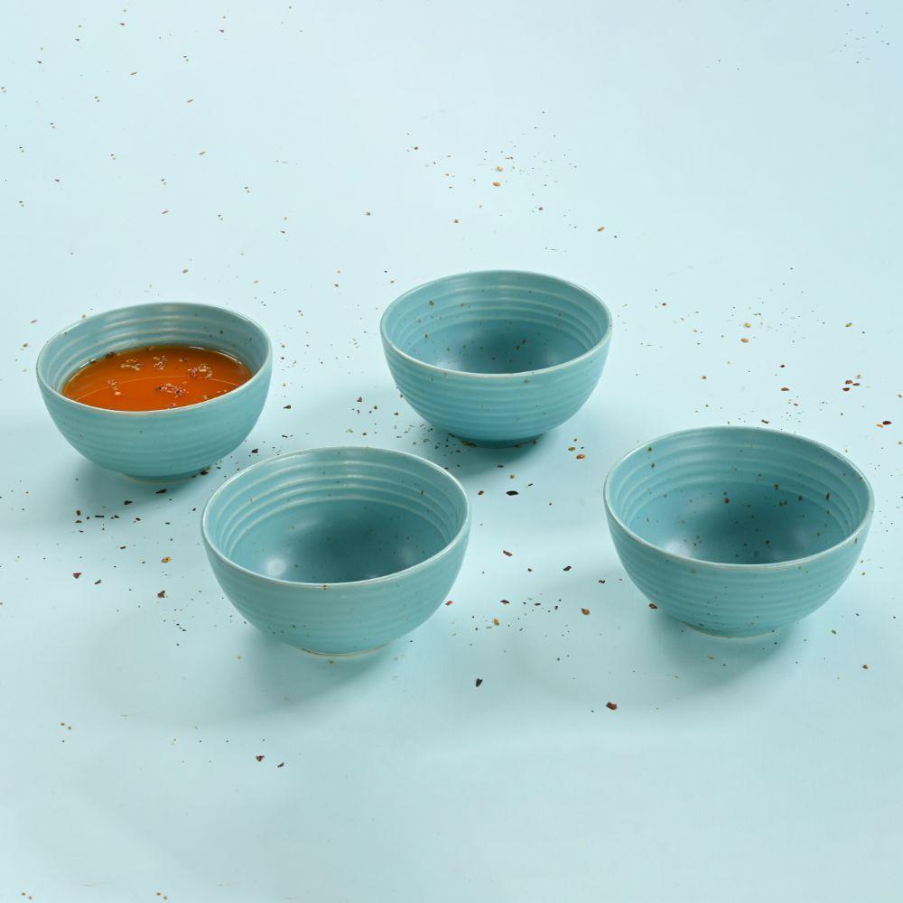 Wakefit Bowl | Blue Color, Stoneware Bowl | Set of 4