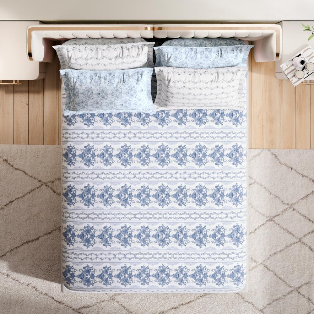 Wakefit Premium 100% Cotton 300 TC Fitted Bedsheet With 4 Pillow Covers | Nova King, 78" x 72", Nova