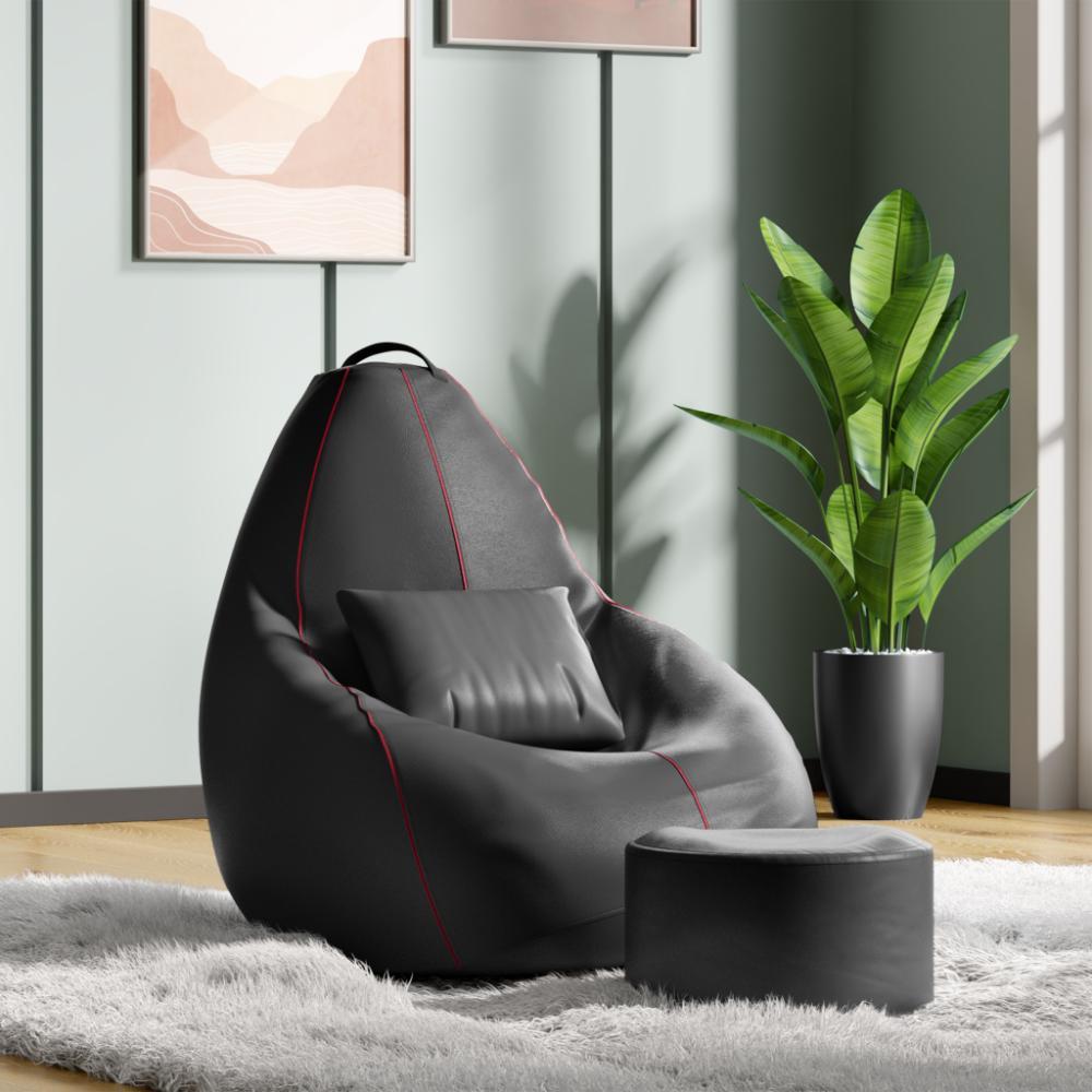 Wakefit Unisex Black Bean Bag - XXXL Leatherette, Footrest Included for Ultimate Comfort3 seater sofa size|sofa set luxury|sofa and bed price|sofa