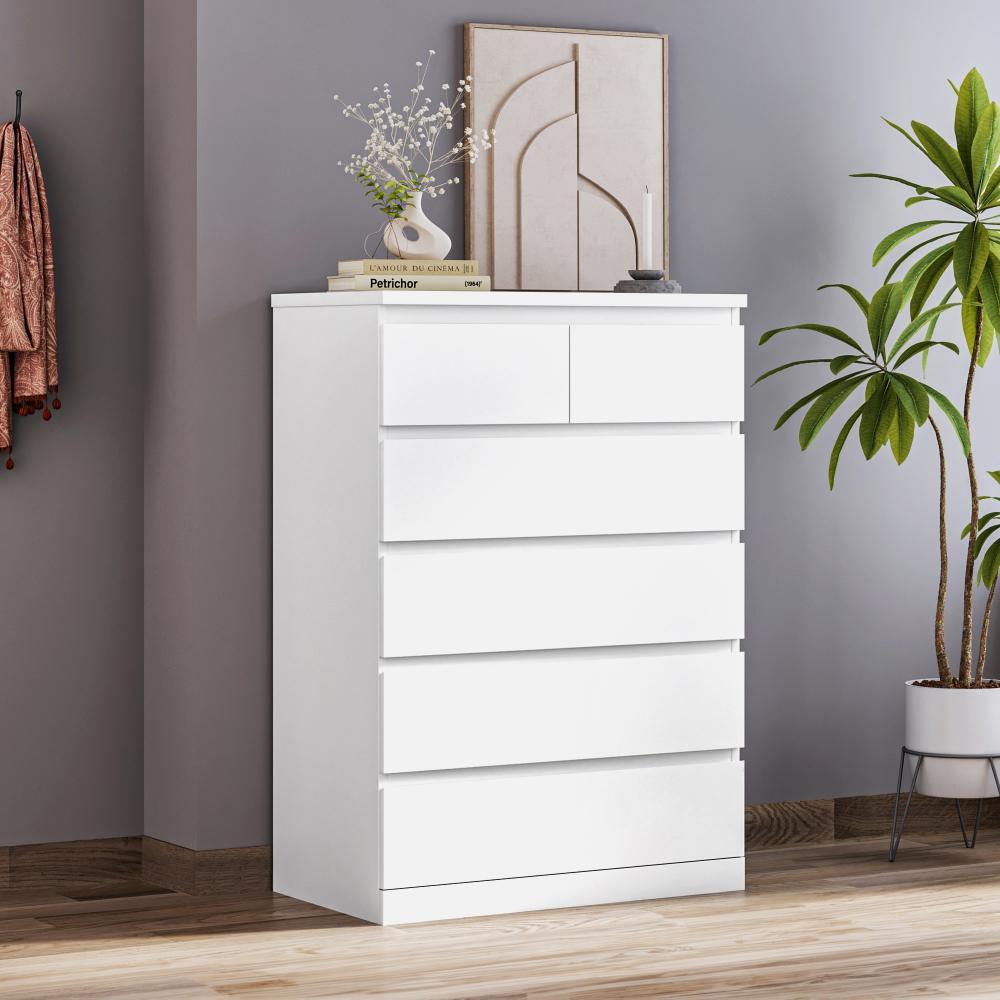 Wakefit Centaur Chest of Drawer - 4 Big 2 Small Drawers - Frosty White