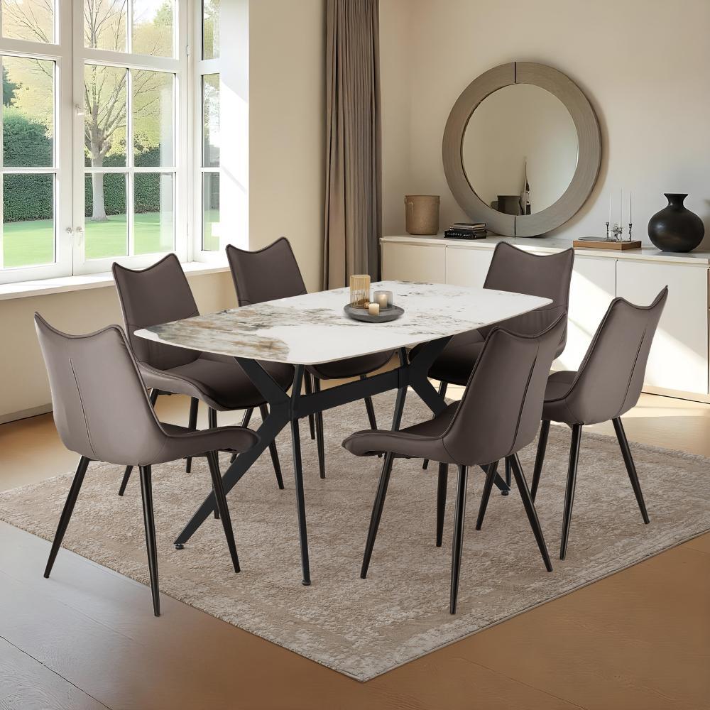 Wakefit Baklava 6 Seater Dining Set - Grey