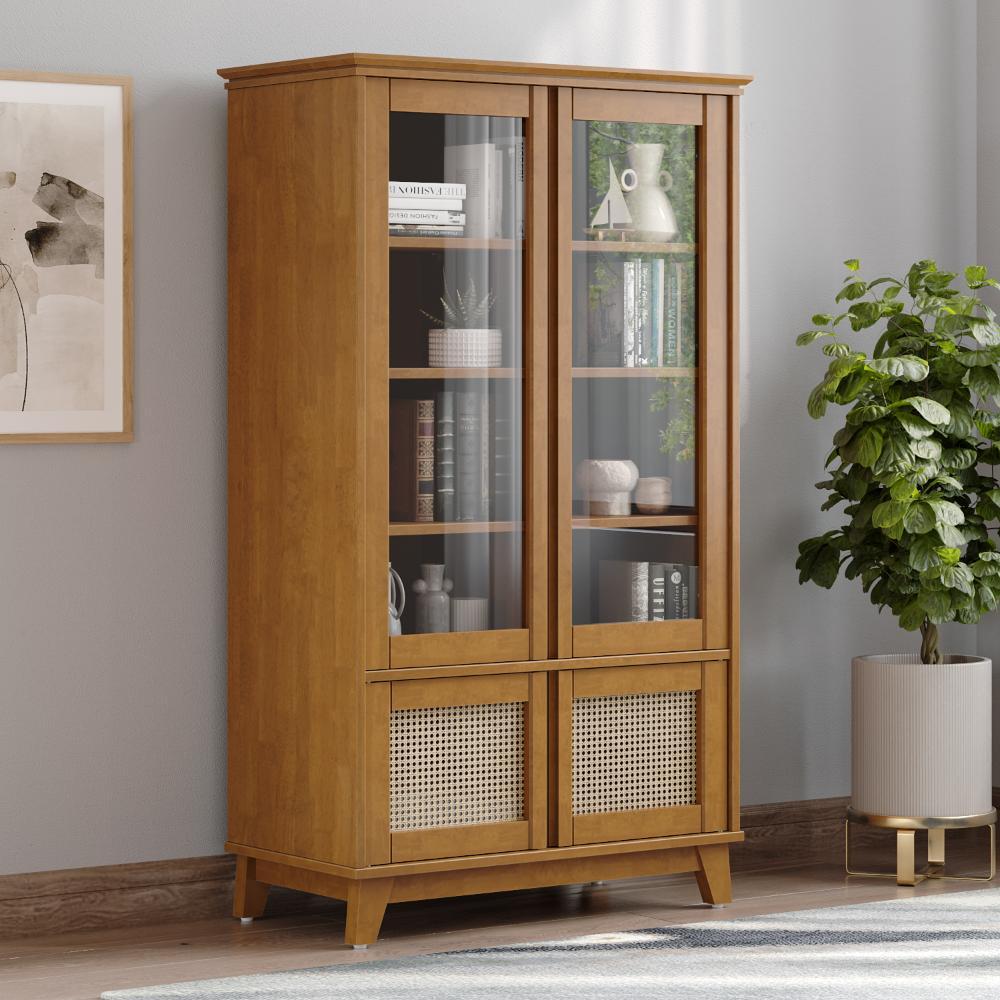 Wakefit Elegant Natural Wood Modern Display Unit Solid Wood 5 Shelves Home Decorationsofa size standard|dining table with glass|tv inside a cabinet