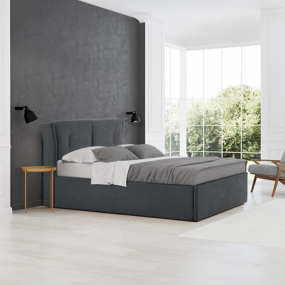 Wakefit Queen Size Upholstered Bed Velvet Fabric Space Grey Stylish Ample Storage Designbedroom ideas|perfectly aligned|simple furniture|hybrid