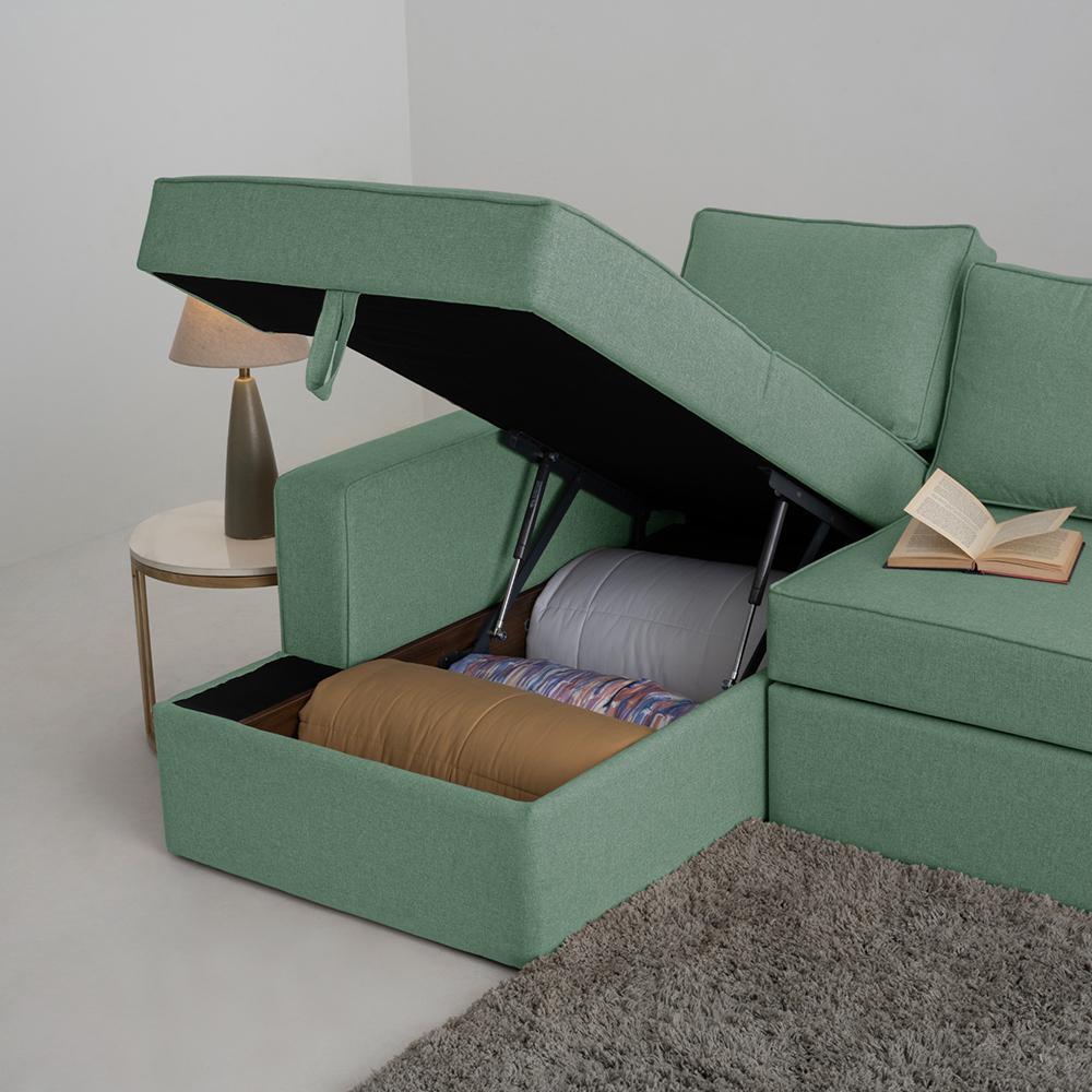 Wakefit Omega Green Napper Sofa Set, 3-Seater with Additional Storage, 100% Polyesterrecliner 2 seater couch|recliner couch covers|sofa 5 seat