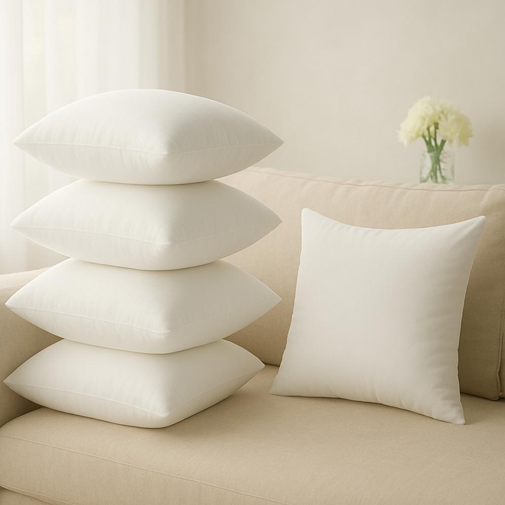 Wakefit Elegant White Cushions 20x20 - Set of 5, Soft Fabric for Sofa & Bed Use