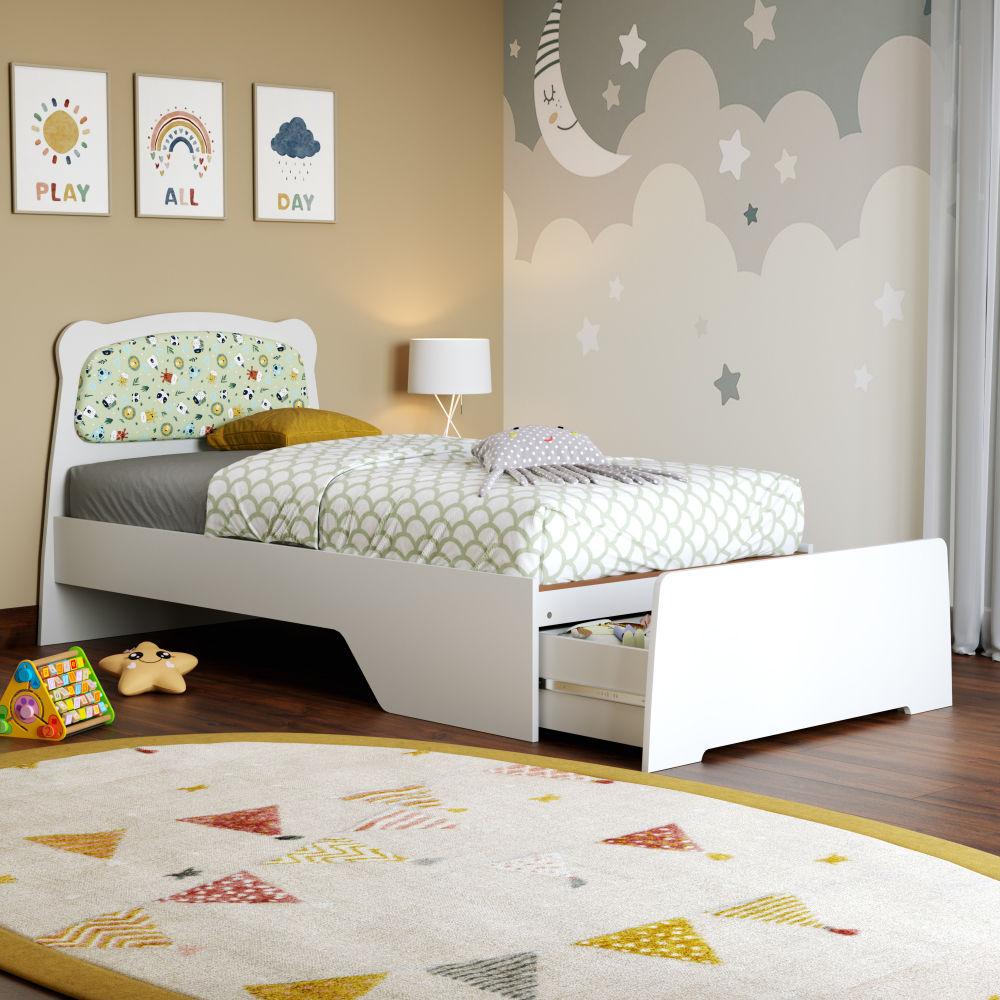 Wakefit 78x36 Inch Frosty White Engineered Wood Bed for Kids with Clever Underbed Storage