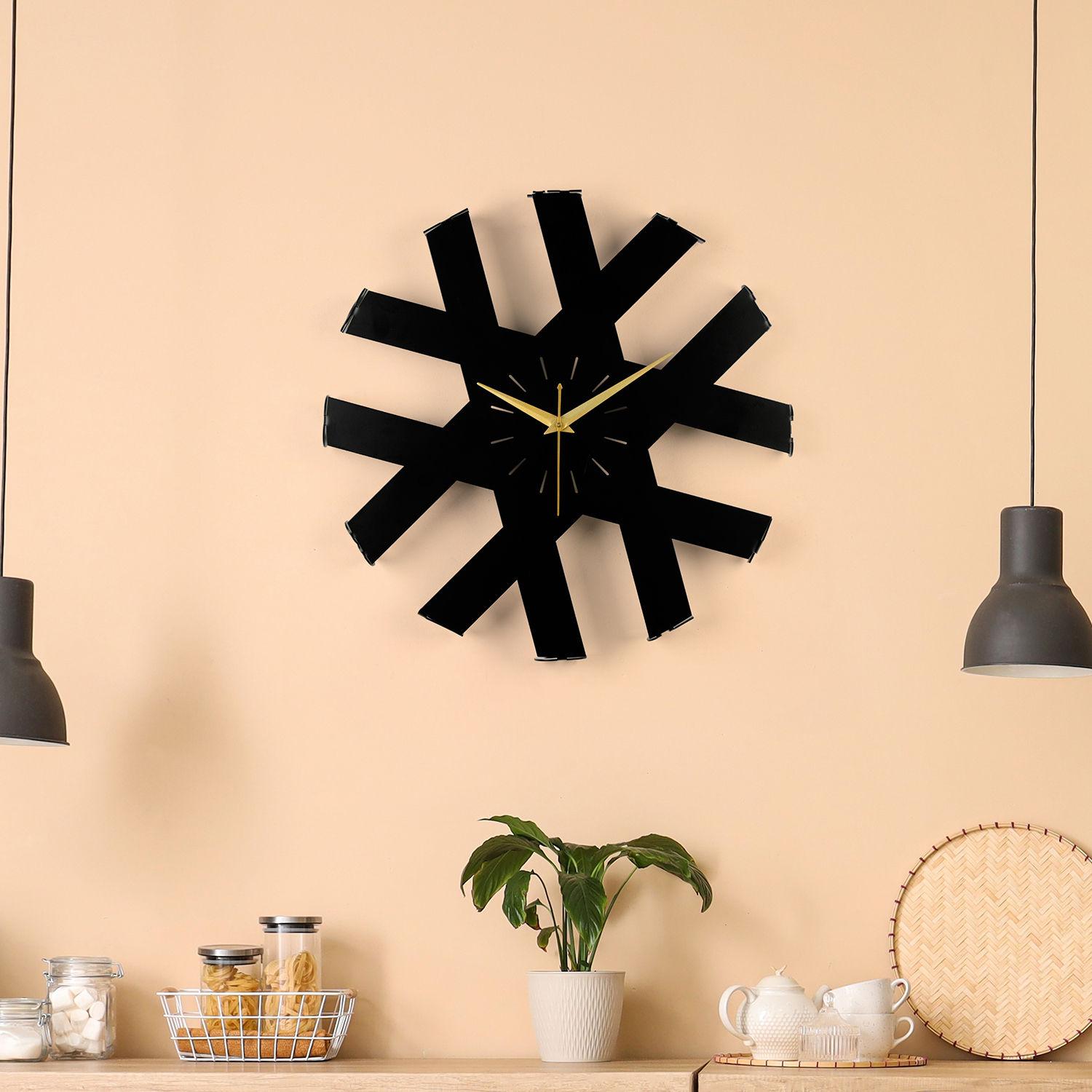 Wakefit Metal Analog Wall Clock Big | 20 Inch | Laser Cut Abstract Home Decor & Gifting Option | For Living Room Study Bedroom & Office Decor | Tempra