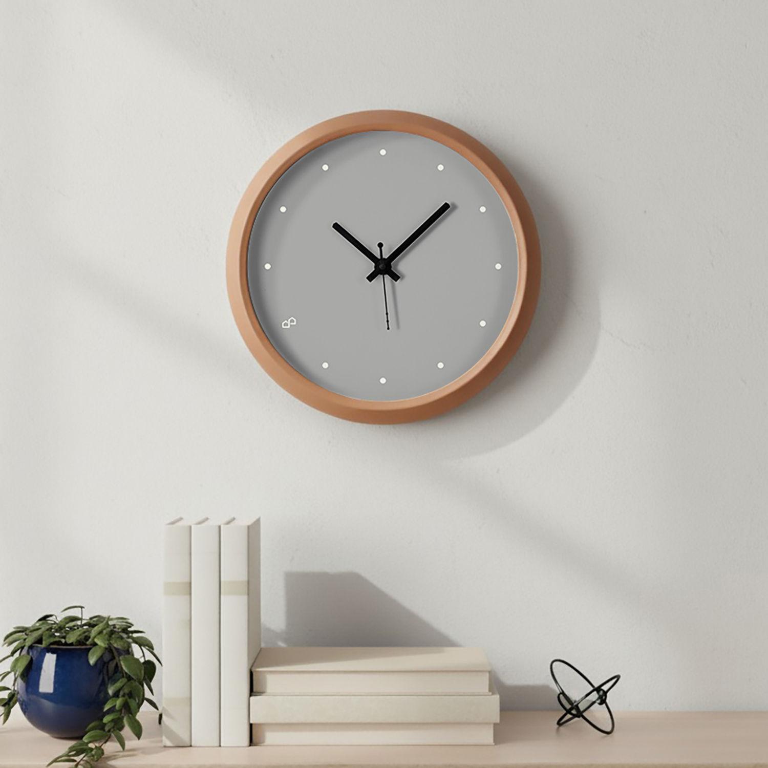 Wakefit Analog Wall Clock, 12-Inch Minimalist Design in Grey and Terracotta Colorsclocks for the wall|wall clock with photo frame|light alarm clock