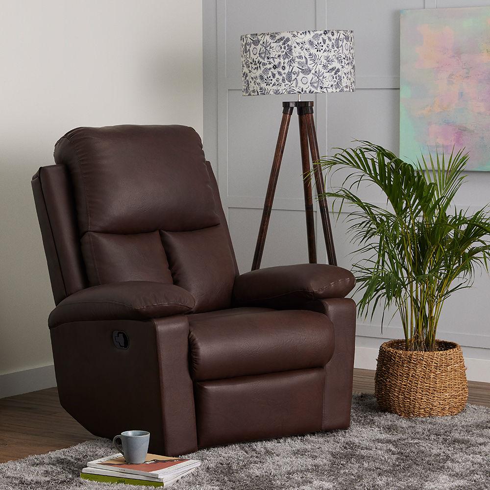 Wakefit Recliner | Leatherette Dark Fantasy Design, Leatherette Material | 1 seater