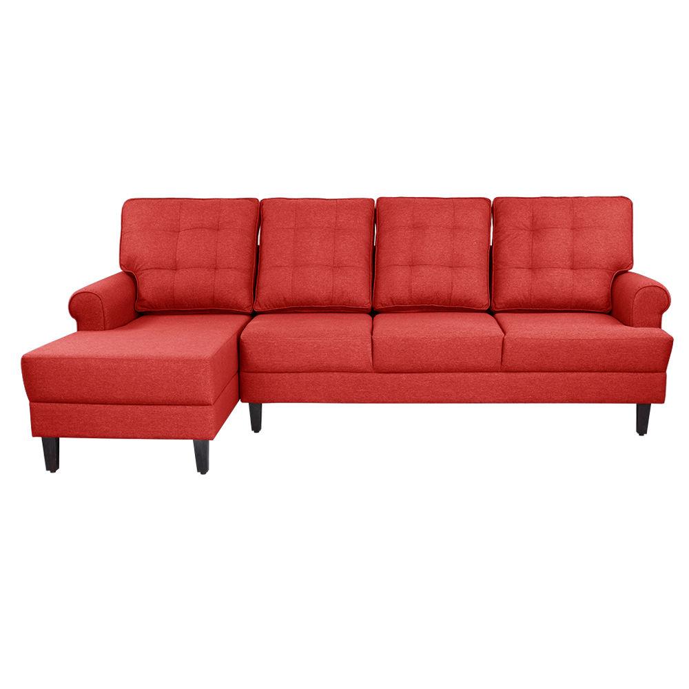 Wakefit Dreamer L - Shape Sofa Set (3 Seater + Left Aligned Chaise) - Omega Red