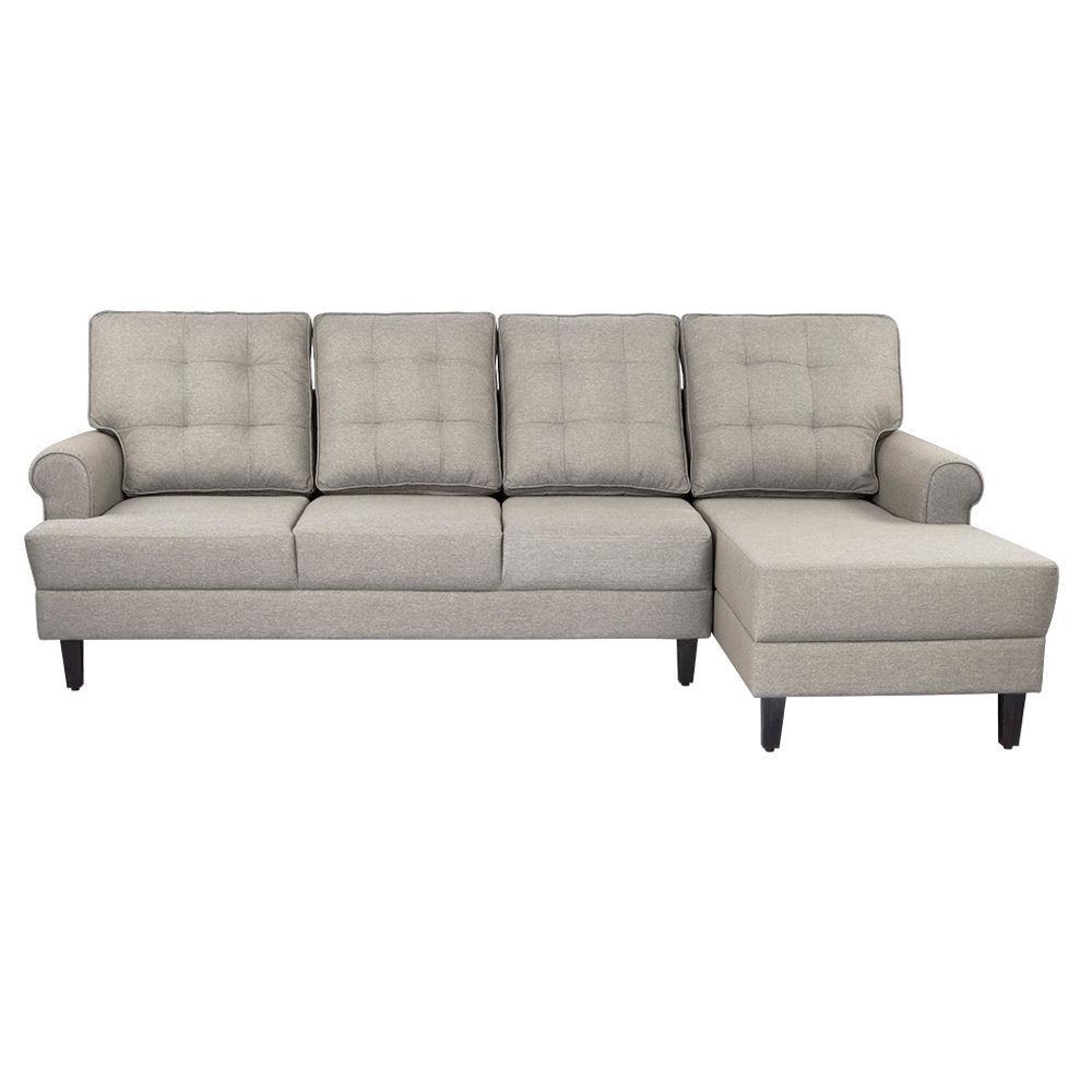 Wakefit Dreamer L - Shape Sofa Set (3 Seater + Right Aligned Chaise) - Omega Pearl