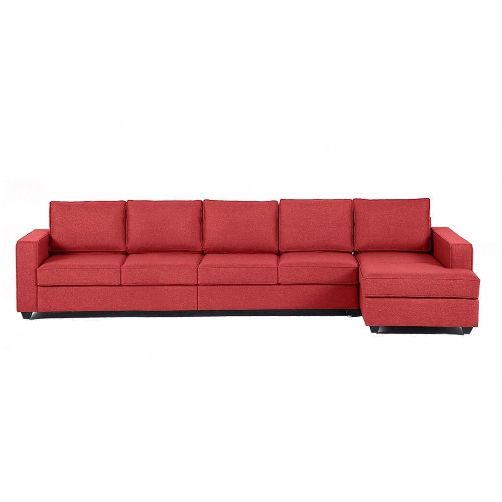 Wakefit Napper Sofa | Four Seater | Omega Red Color Fabric