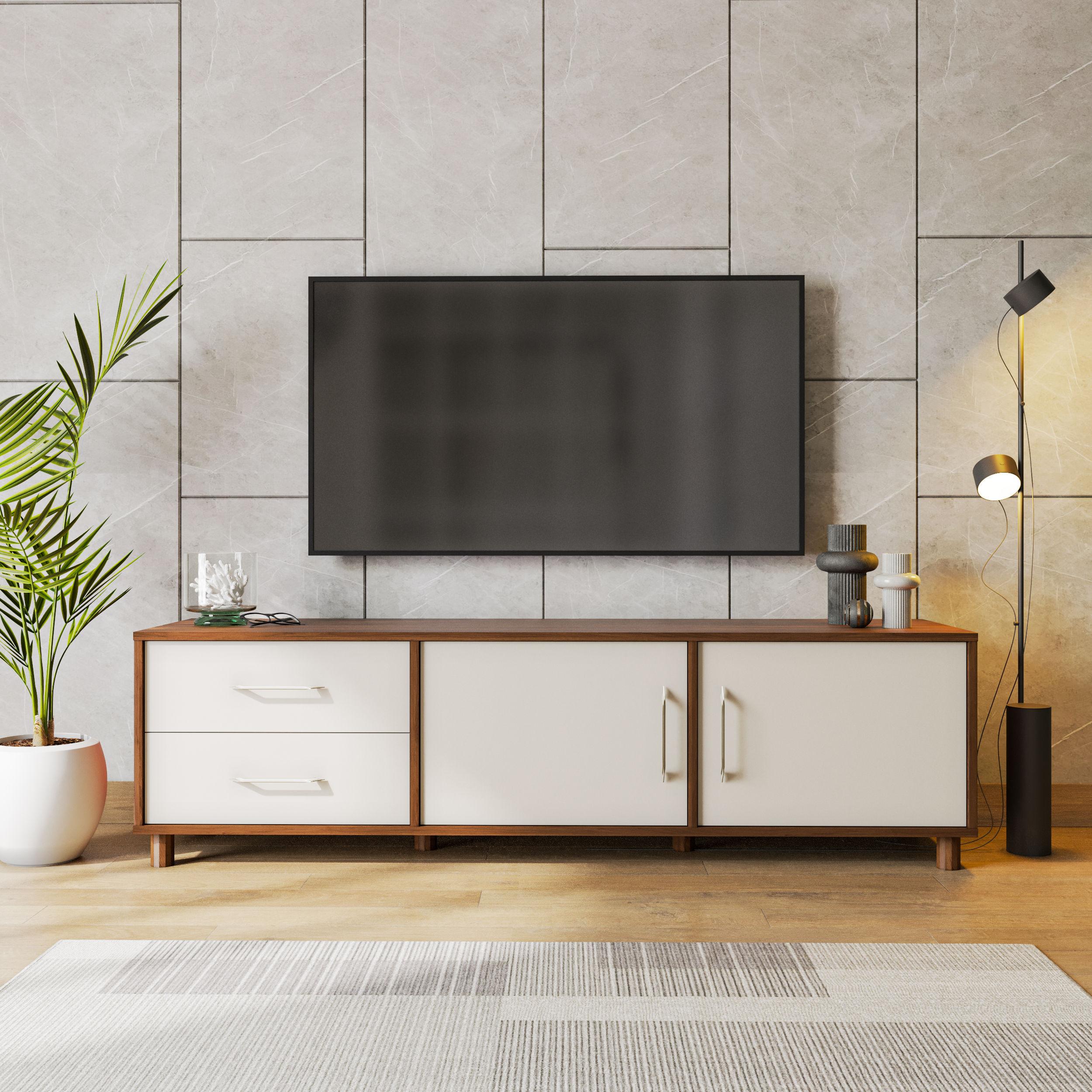 Wakefit TV Unit | Columbian Walnut Color, Engineered Wood TV Unit