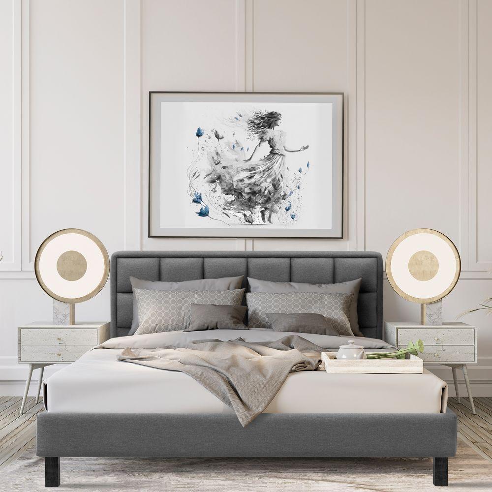 Wakefit Queen Size Upholstered Bed Modern Design Omega Grey Solid Wood bedroom styling ideas|reversible mattress|max storage|bedroom design ideas